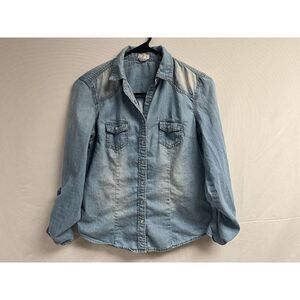 Blue Asphalt Womens Long Sleeve Denim Button up Shirt Denim Sz Small 100% Cotton